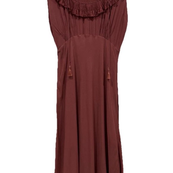 Women’s FLANNEL America Dress Size 3 Burnt Orange Maxi Formal Elegant Viscose L